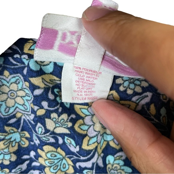 Anthropologie Boemo Maxi Dress L women Blue L Ruffle Tiered lace up boho Floral - Picture 10 of 14